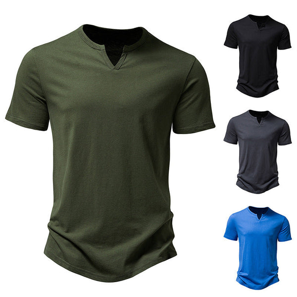 Men's Venice Notched Collar Short-sleeved T-shirt Men Plus Size