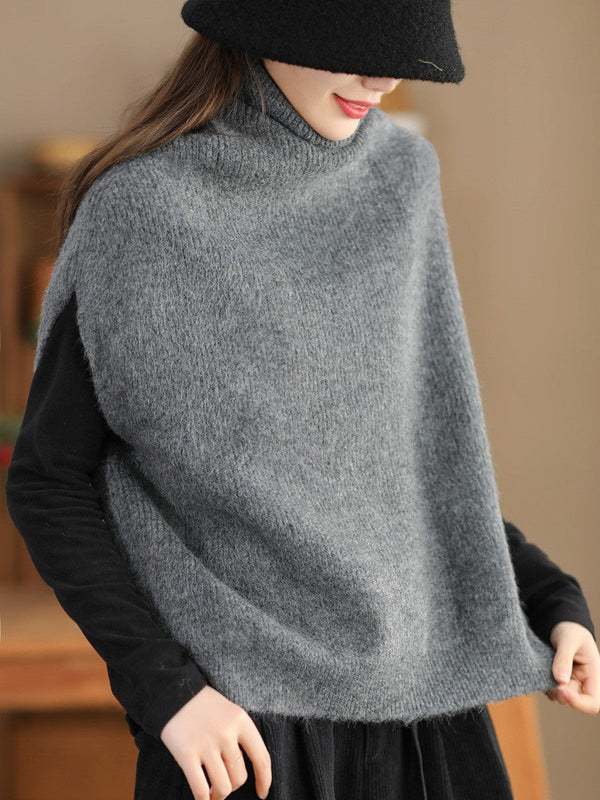 Women's Fashion Pullover Sleeveless Turtleneck Knitting Sweater